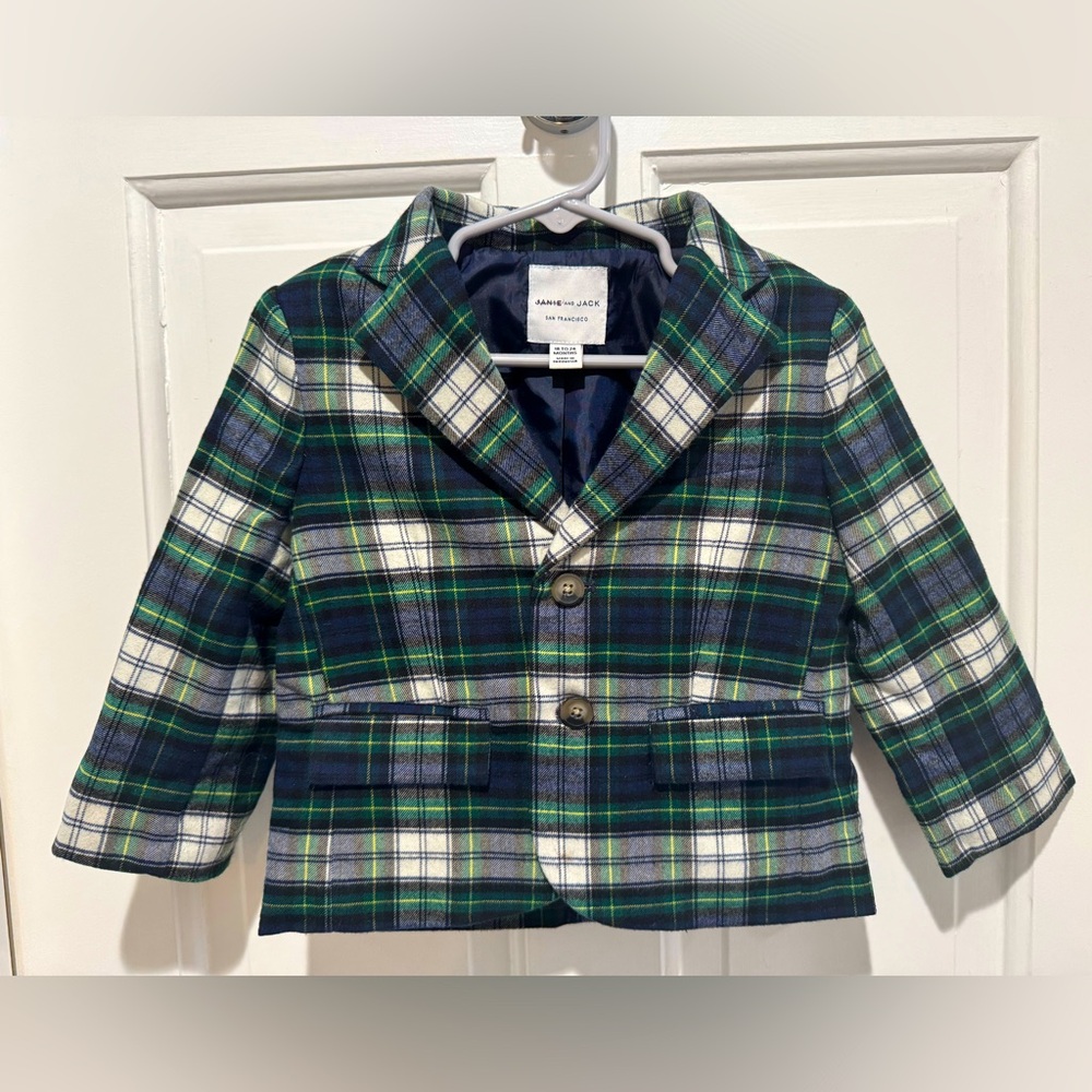 Janie and Jack Holiday Plaid Blazer